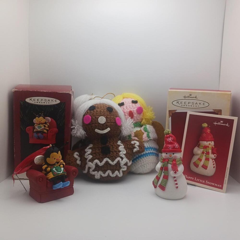 Lot 5 vintage Christmas ornaments Hallmark cottagecore
